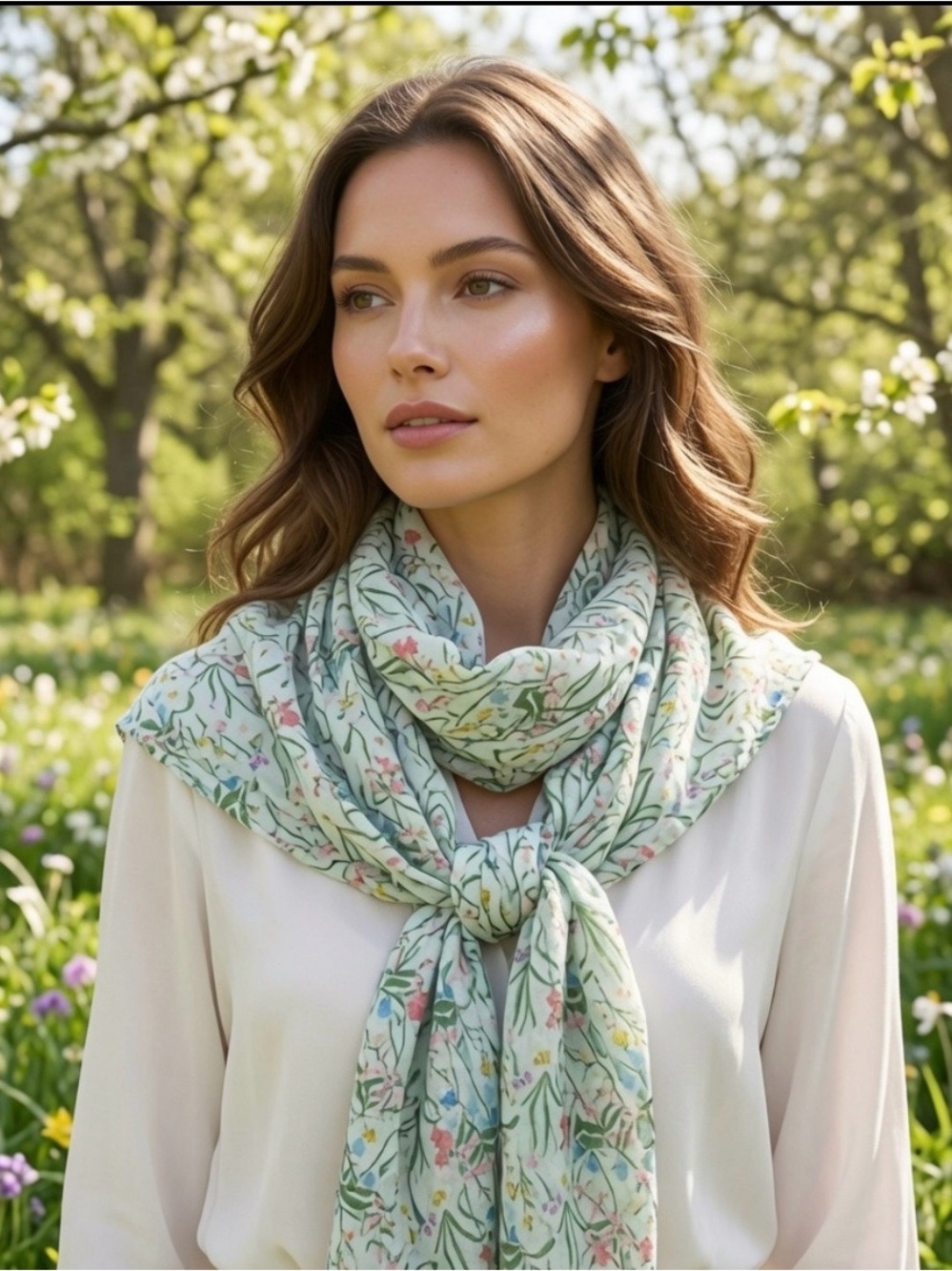 ANGEL DEAR Large Floral Spring/Summer Scarf